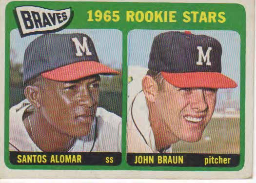 Santos Alomar and John Braun baseball trading card